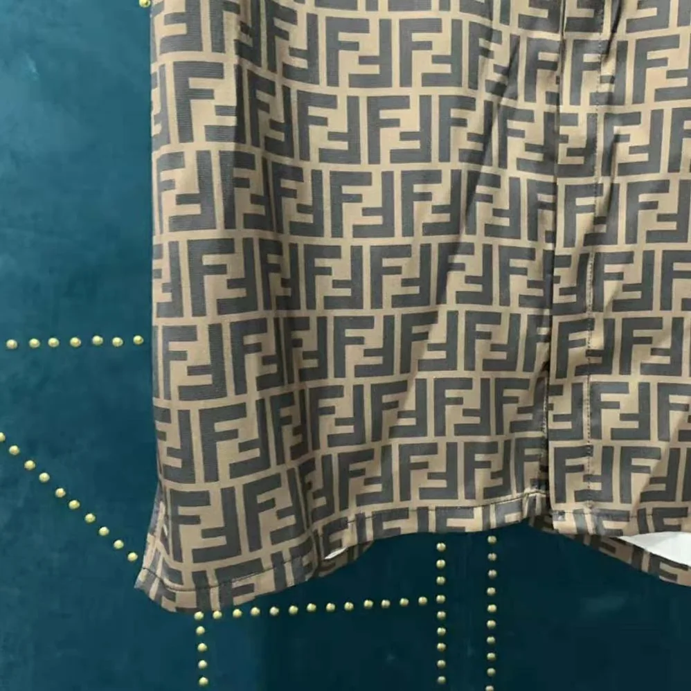 Fendi Brown Silk Shirt with Italian-Style Collar and Short Sleeves for Women Fendi Brown Silk Shirt with Italian-Style Collar and Short Sleeves for Women