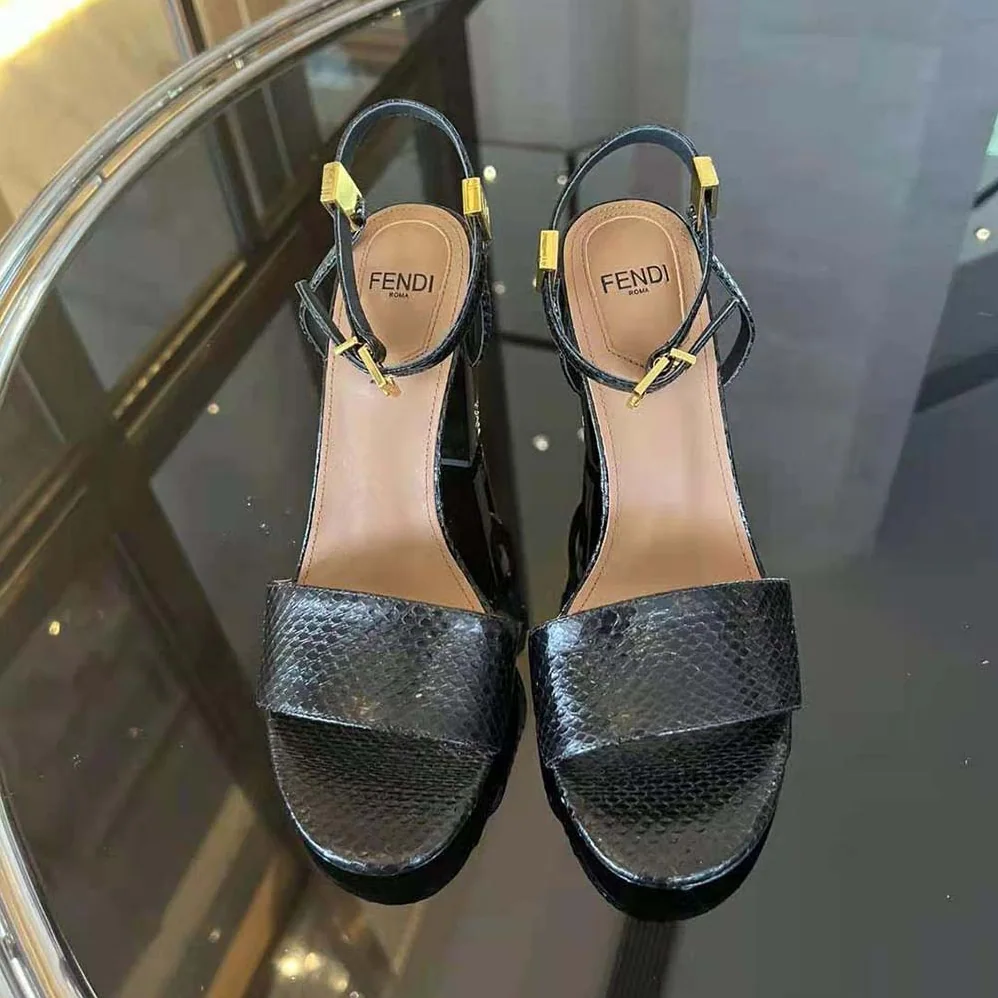 Fendi Delfina Black Karung High for Women in heeled Sandals Fendi Delfina Black Karung High for Women in heeled Sandals