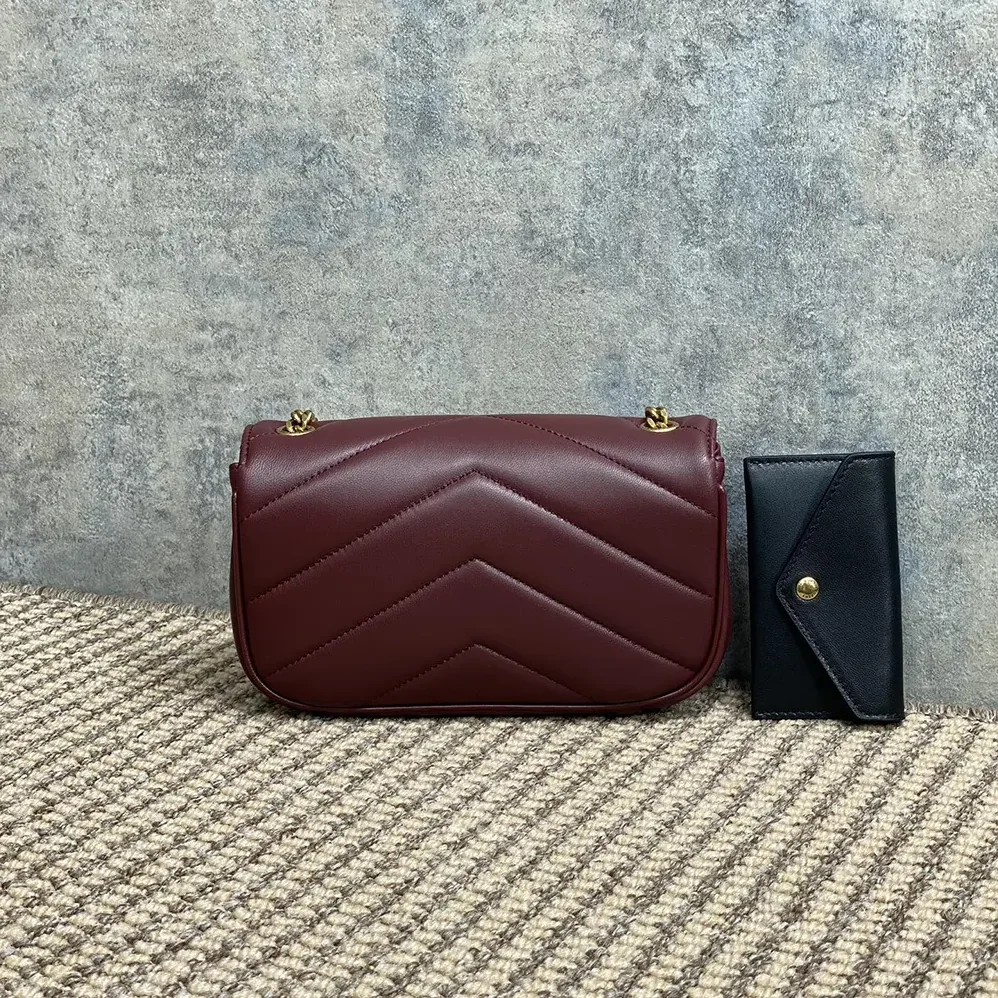 Saint Laurent YSL Loulou Mini in Lambskin for Women in Bordeaux Saint Laurent YSL Loulou Mini in Lambskin for Women in Bordeaux