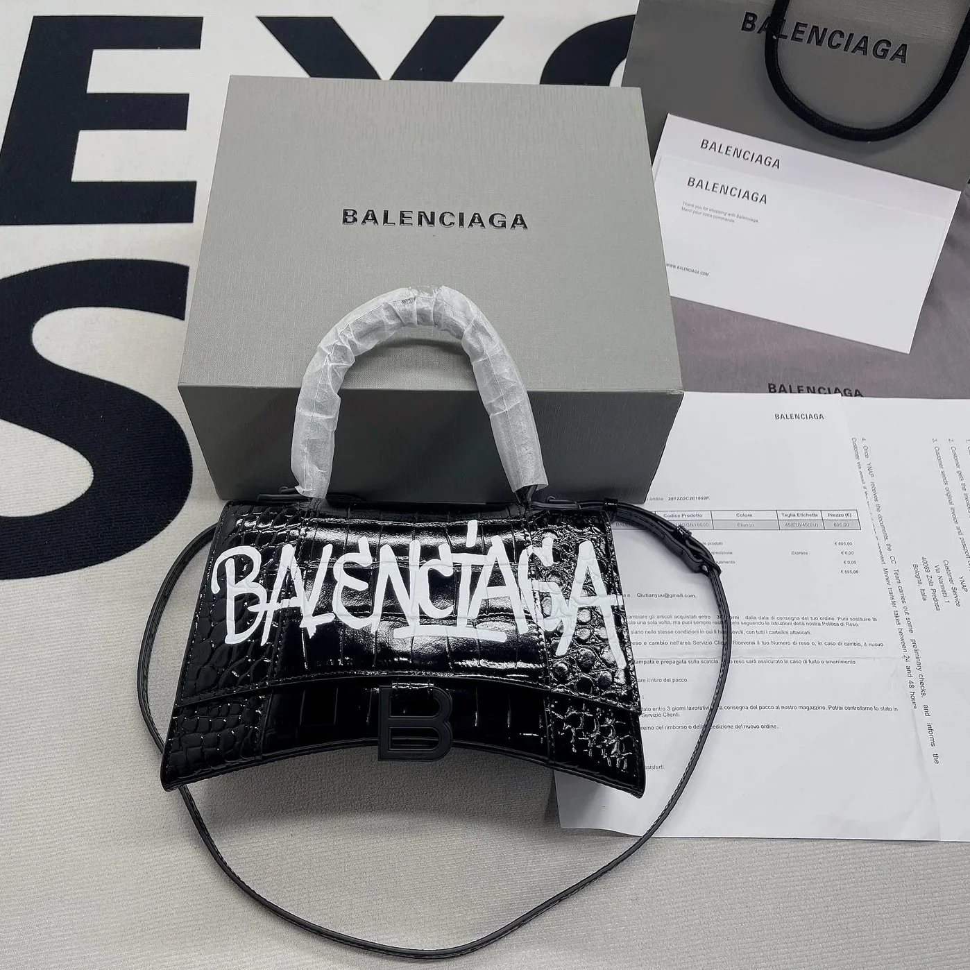Balenciaga Hourglass Small Handbag In Black