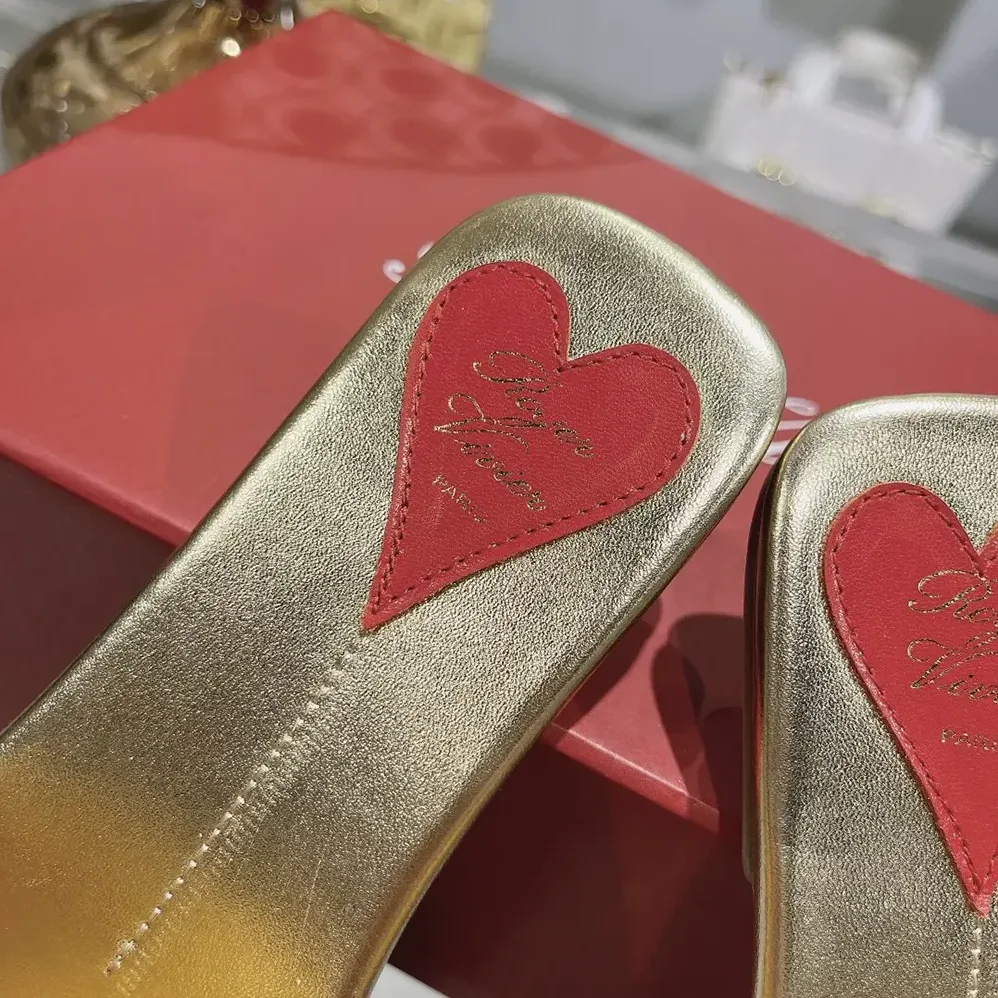 Roger Vivier Strass Buckle Slides in Raffia for Women