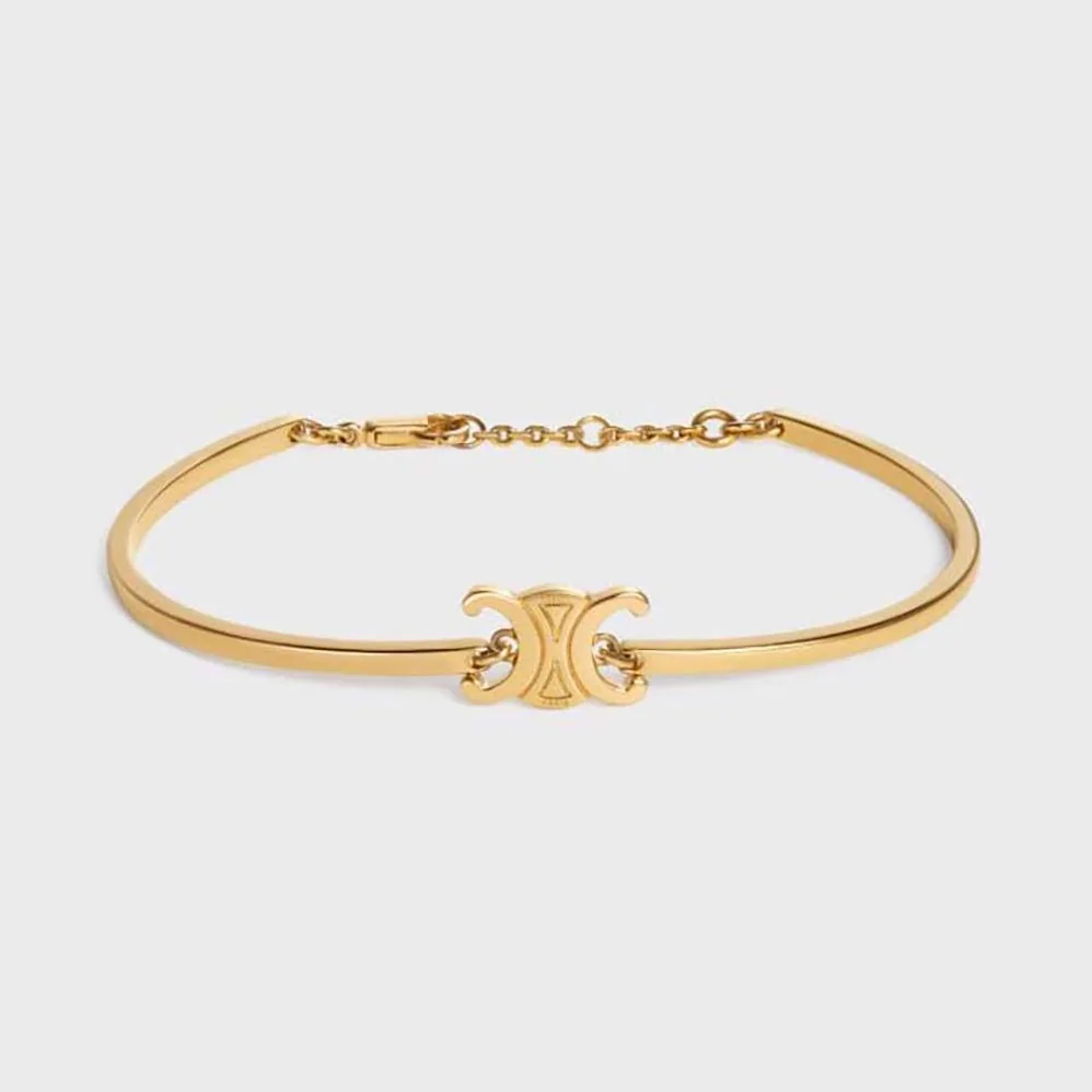 Celine Triomphe Articulated Bracelet in Brass with Gold Finish for Women Celine Triomphe Articulated Bracelet in Brass with Gold Finish for Women