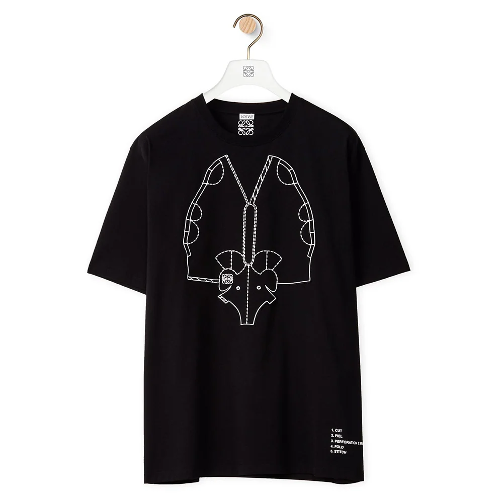 Loewe Elephant Embroidered T-Shirt in Cotton for Women in Black