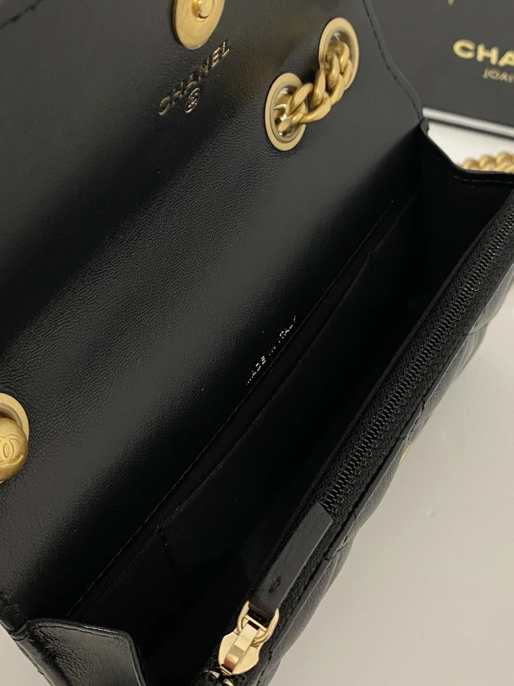 Chanel Wallet With Strap in Black Gold Hardware Chanel Wallet With Strap in Black Gold Hardware