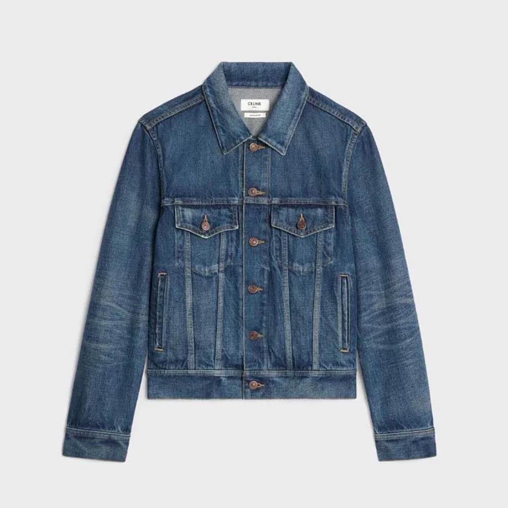 Celine Trucker Jacket in Dark Union Wash Denim for Women