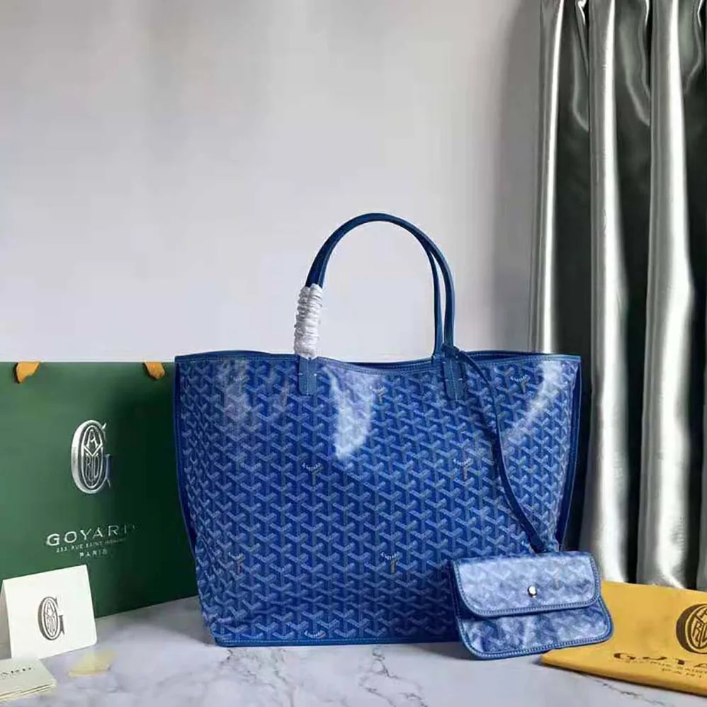 Goyard Sac Saint Louis GM in Goyardine Canvas & Chevroches Calfskin for Women in Blue Goyard Sac Saint Louis GM in Goyardine Canvas & Chevroches Calfskin for Women in Blue