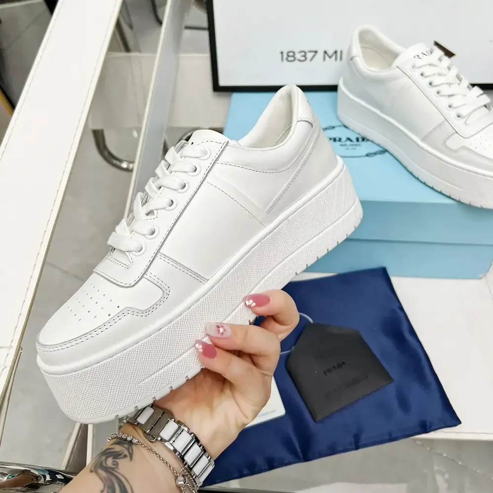 Prada Downtown Bold Leather Sneakers for Women