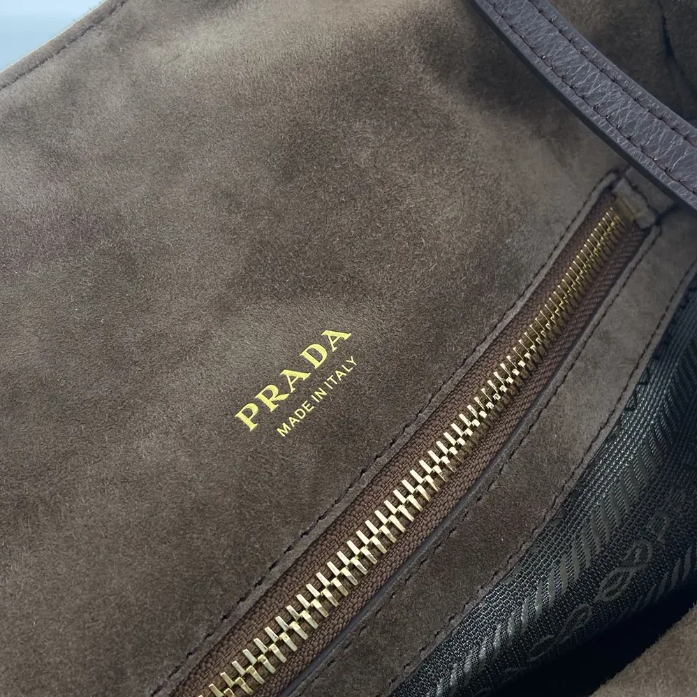 Prada Large Leather Tote Bag for Women in Dark Brown