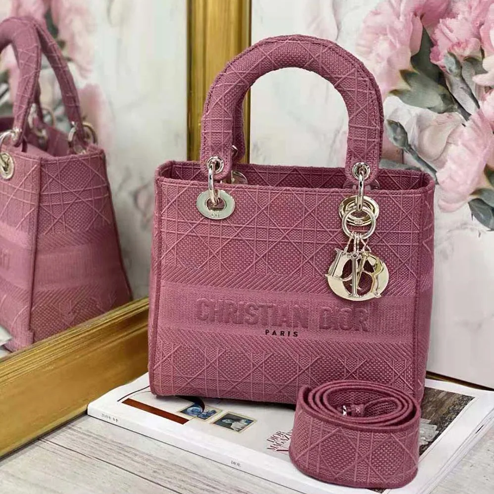Dior Medium Lady D-lite Bag Mallow Rose Cannage Embroidery for Women Dior Medium Lady D-lite Bag Mallow Rose Cannage Embroidery for Women