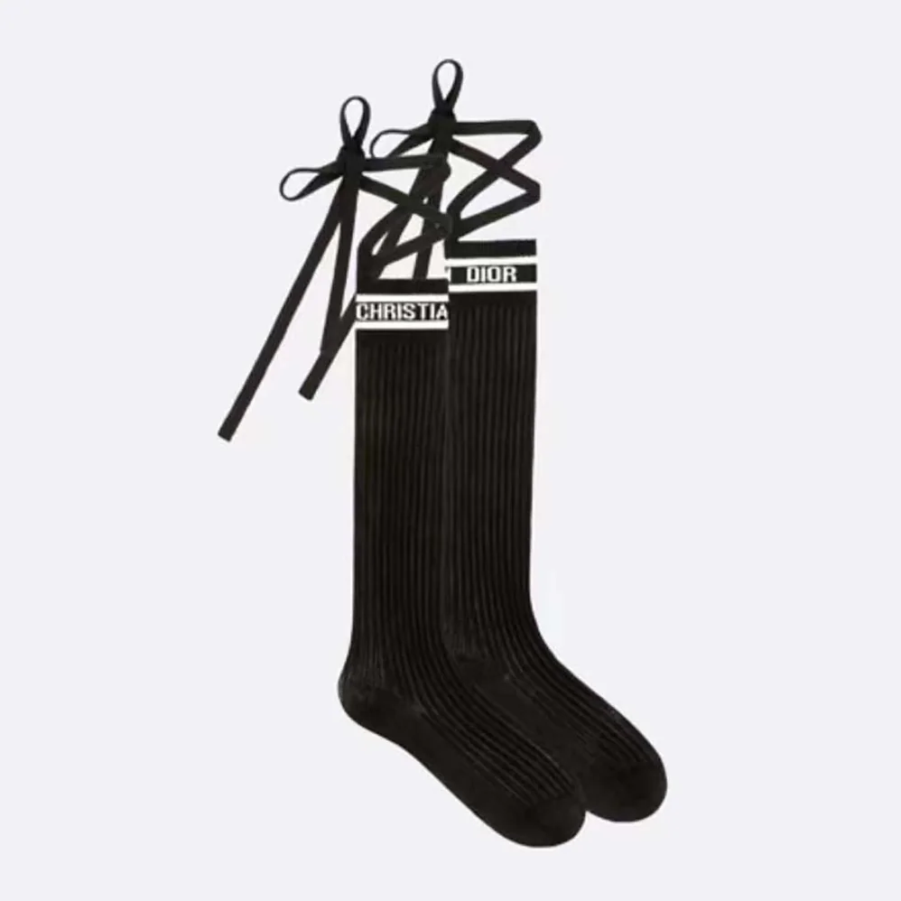 Dior Sporty High Socks White Black and Royal Cotton for Women Dior Sporty High Socks White Black and Royal Cotton for Women