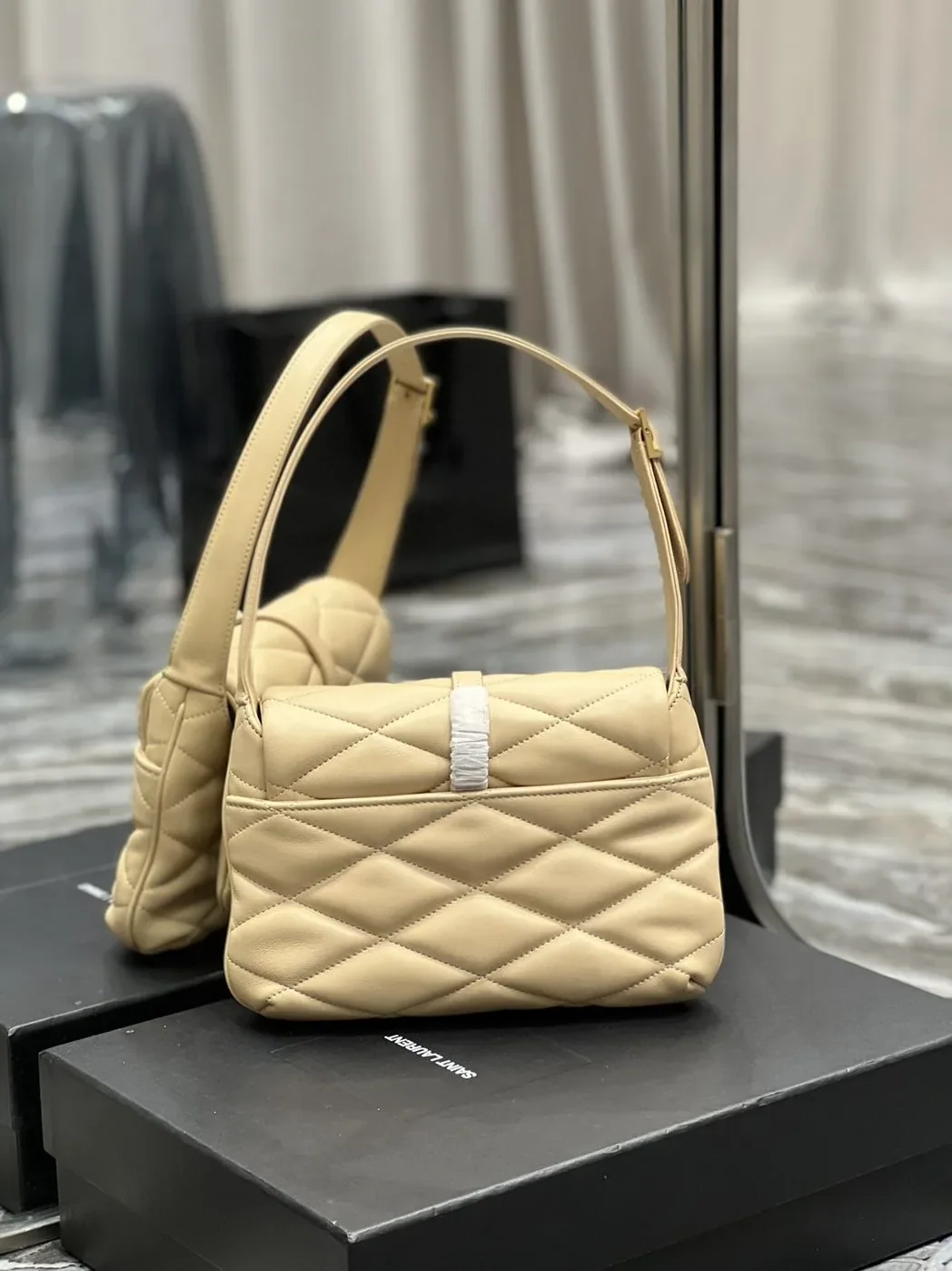 Saint Laurent Le 57 Hobo Shoulder Bag Beige Saint Laurent Le 57 Hobo Shoulder Bag Beige