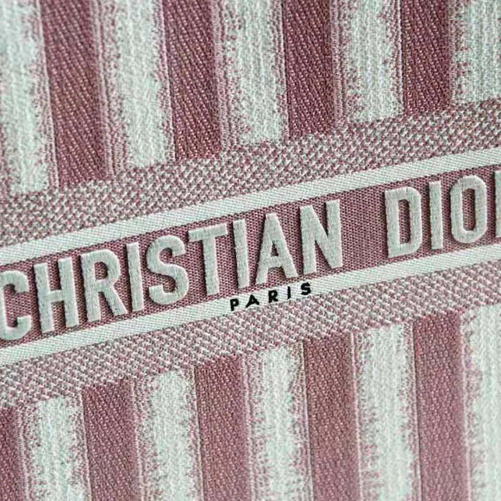 Dior Dior Book Tote Pink D for Women in Stripes Embroidery