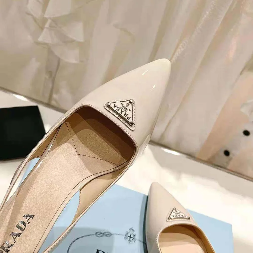 Prada Patent-Leather Slingback Pumps for Women in White