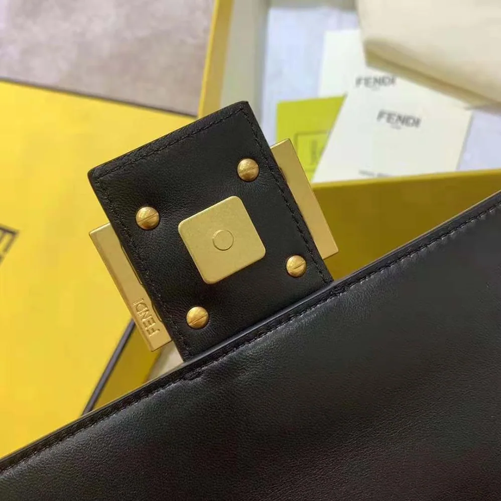 Fendi Baguette Chain Nappa Leather Bag for Women in Black Fendi Baguette Chain Nappa Leather Bag for Women in Black