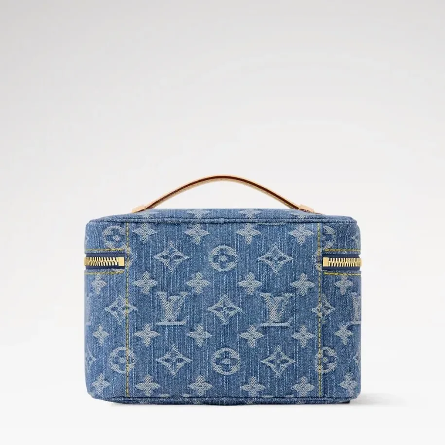 Louis Vuitton Nice Mini Top Handle Bag in Blue Denim Gold Hardware