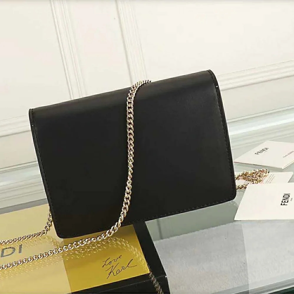 Fendi Wallet on Chain Black Leather Mini for Women in Bag