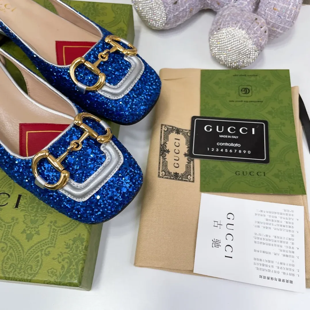 Gucci Lovelight Slingback With Horsebit Blue Gucci Lovelight Slingback With Horsebit Blue