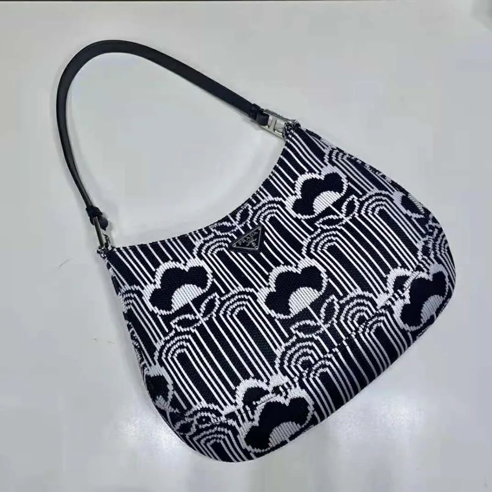 Prada Prada Cleo Jacquard Knit and Leather Bag for Women