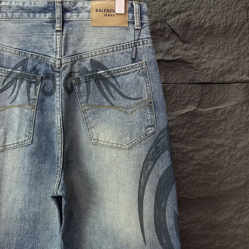 Balenciaga Wide Leg Baggy Pants in Blue for Women