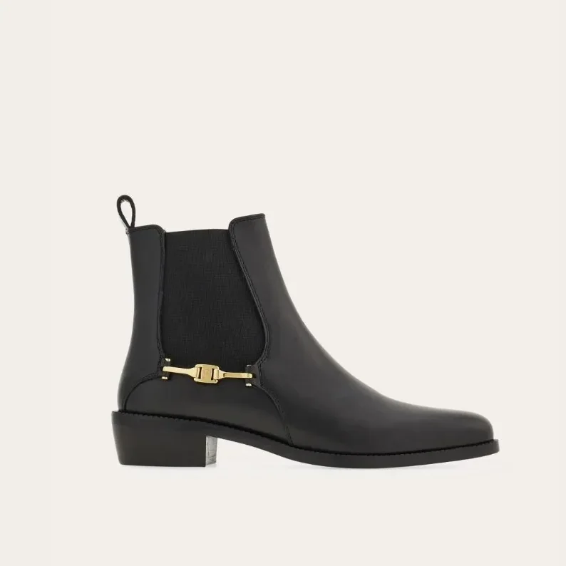Ferragamo F Buckle Chelsea Boots Black 01K234