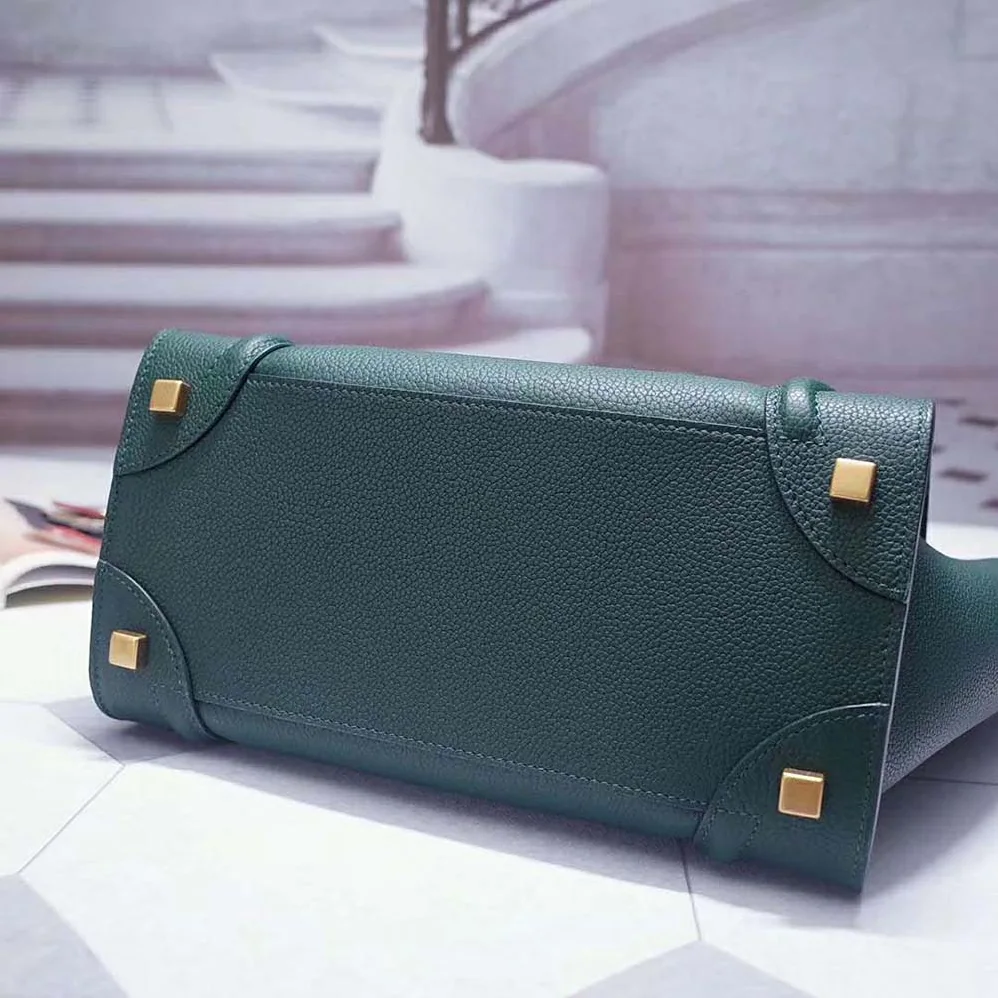 Celine Micro Luggage Handbag in Drummed Calfskin for Women in Dark Green Celine Micro Luggage Handbag in Drummed Calfskin for Women in Dark Green