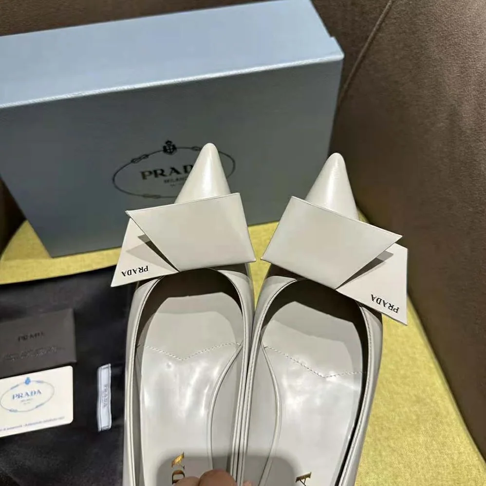 Prada Brushed Leather Pumps for Women in Gray
