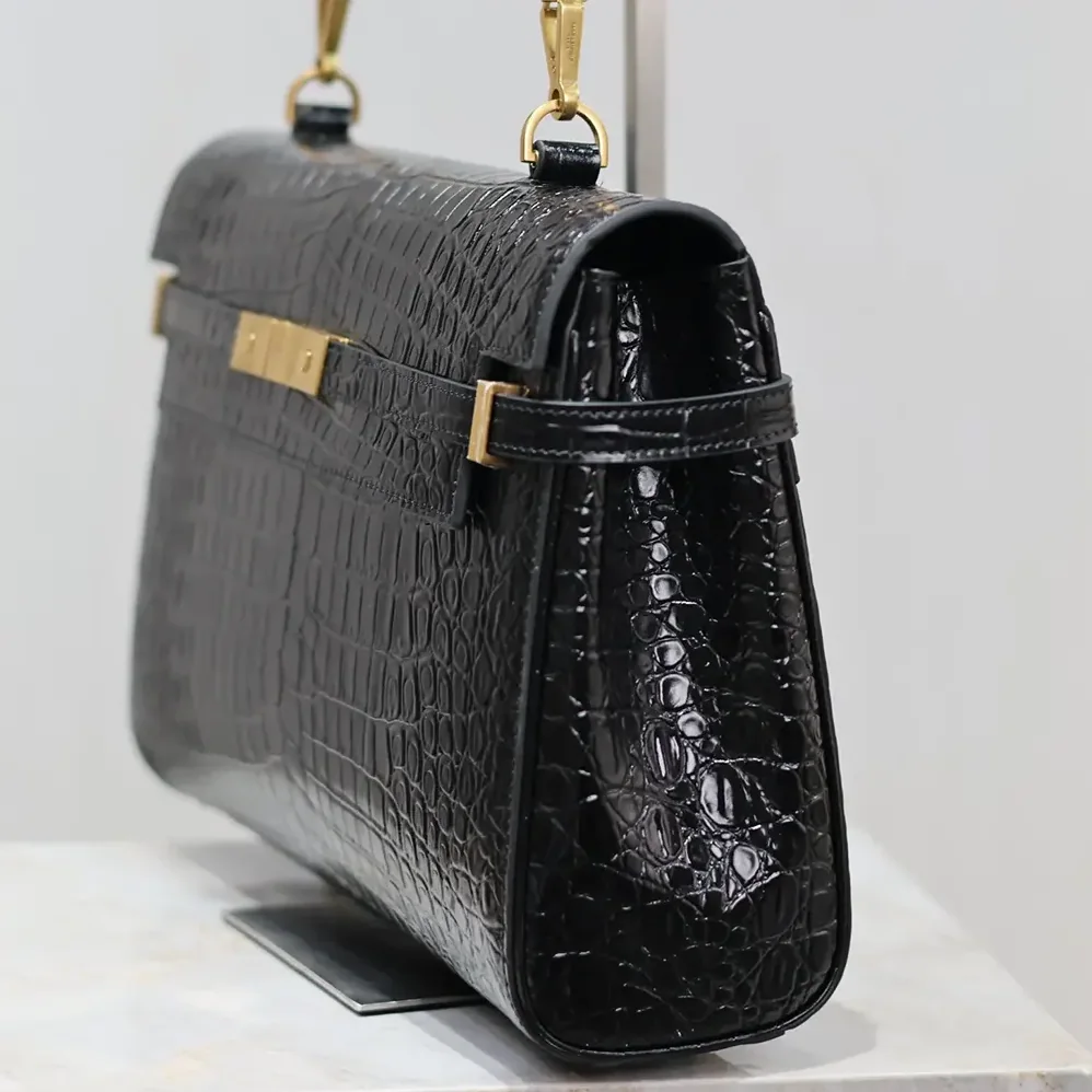 Saint Laurent YSL Manhattan Top for Women in handle in Shiny Alligator Saint Laurent YSL Manhattan Top for Women in handle in Shiny Alligator