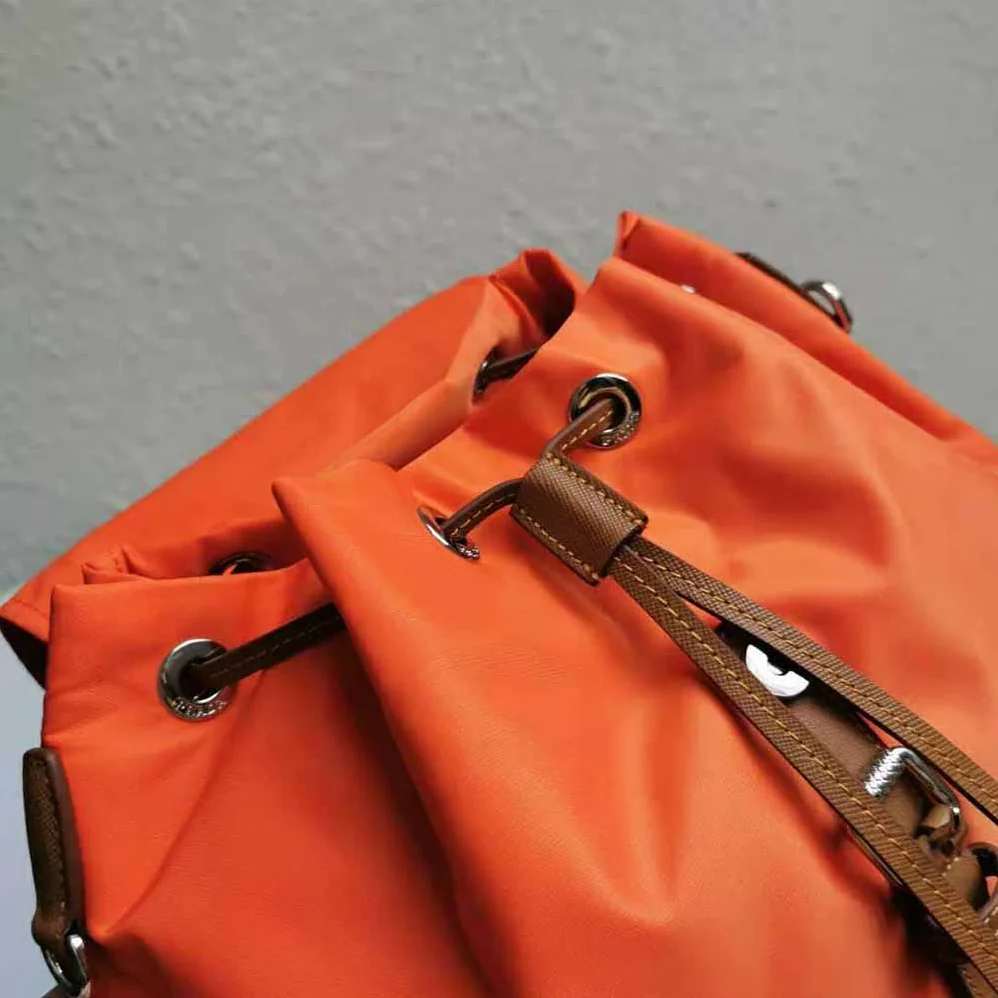 Prada Nylon and Saffiano Leather Backpack for Women in Orange Prada Nylon and Saffiano Leather Backpack for Women in Orange