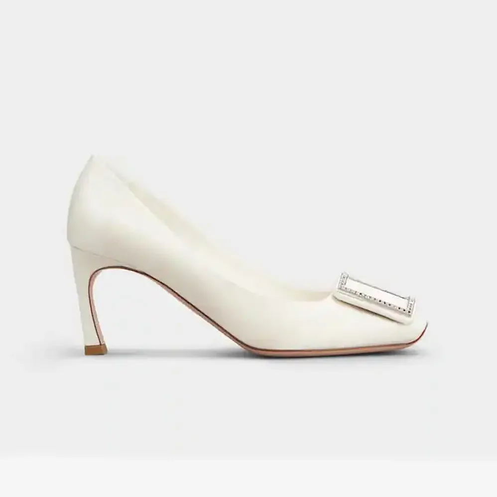 Roger Vivier Trompette Pumps in Satin for Women in White Roger Vivier Trompette Pumps in Satin for Women in White