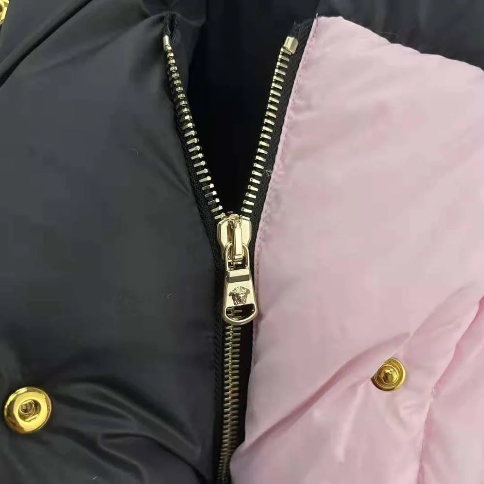 Versace Logo Puffer Jacket for Women in Pink Versace Logo Puffer Jacket for Women in Pink