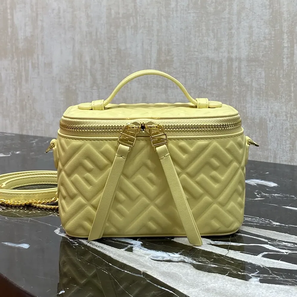 Fendi Vanity Yellow Nappa Leather Mini for Women in Bag With Ff Motif Fendi Vanity Yellow Nappa Leather Mini for Women in Bag With Ff Motif
