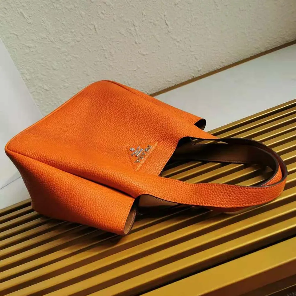 Prada Calf Leather Handbag for Women in Orange