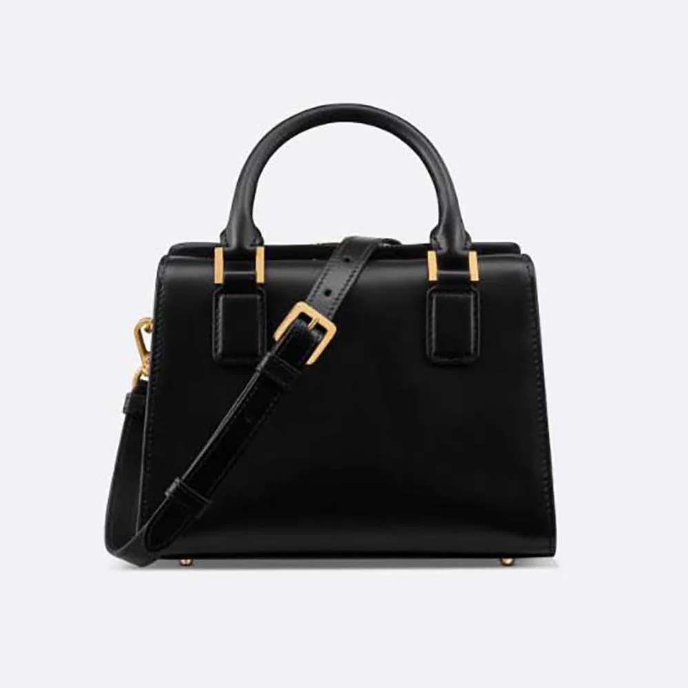 Dior Small Boston Bag Black Box Calfskin for Women