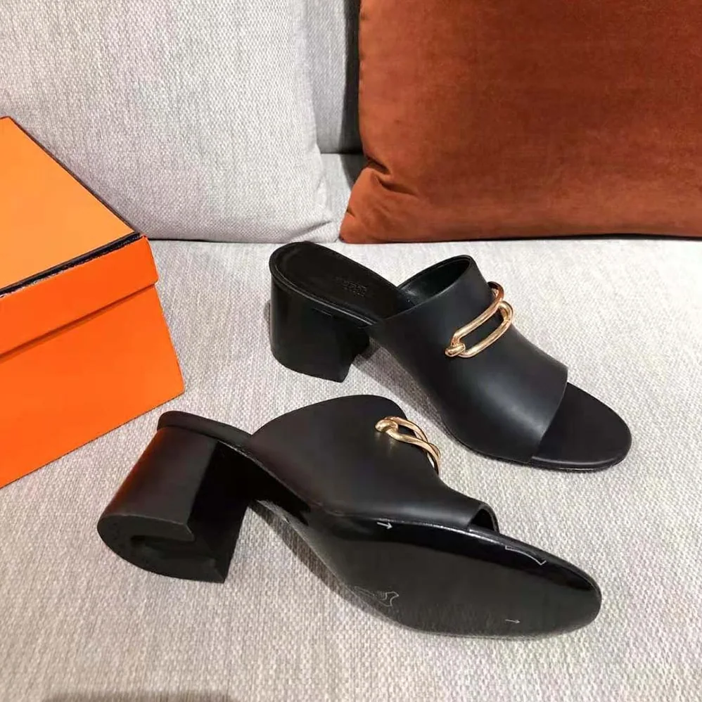 Hermes Camilla Mule High Heel Mule in Calfskin for Women in Black