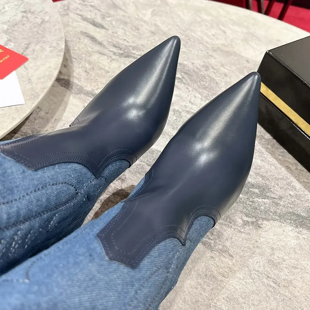 Christian Louboutin Santia Botta 85 mm Boots Nappa Leather and Denim for Women Christian Louboutin Santia Botta 85 mm Boots Nappa Leather and Denim for Women