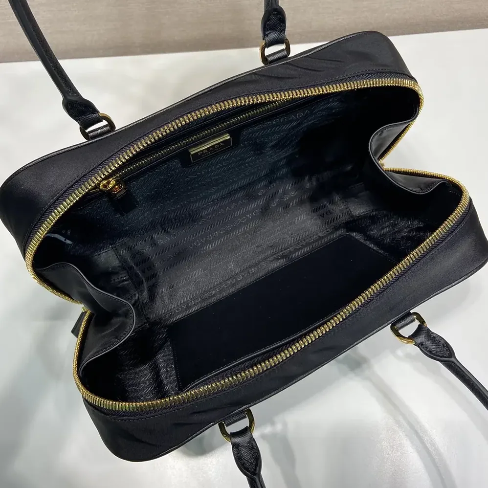 Prada Re-Edition 1978 Medium Re-Nylon and Saffiano Leather Two-handle Bag for Women in Black