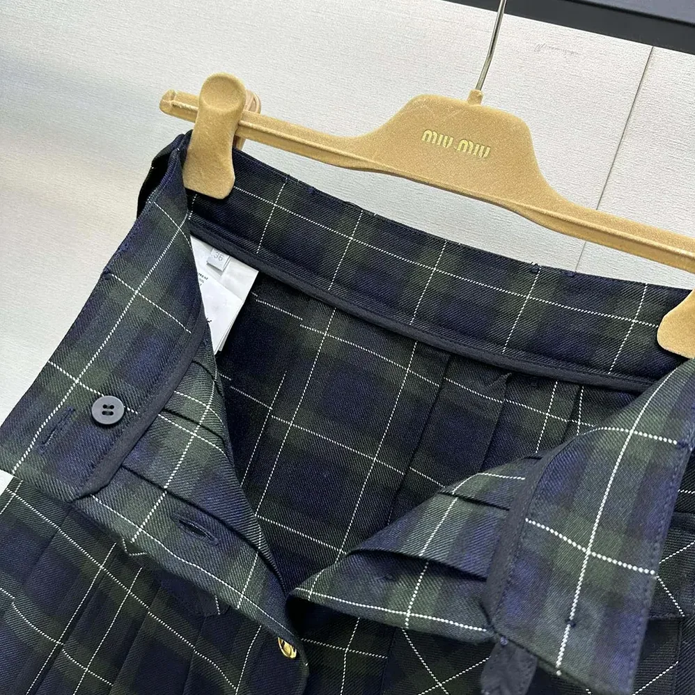 Miu Miu Pleated Tartan Miniskirt for Women