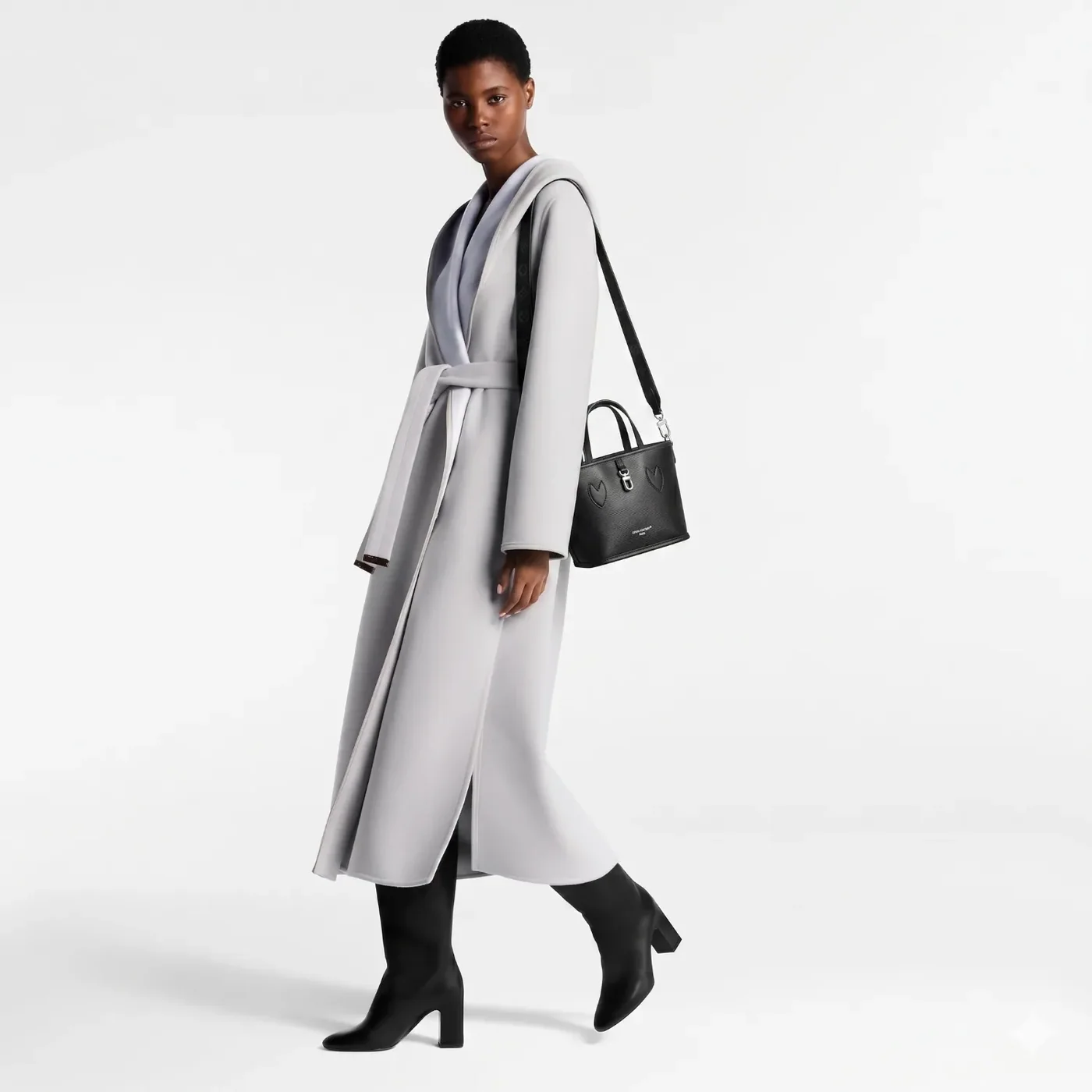 Louis Vuitton Neverfull Bandouliere Inside Out BB Tote Bag in Black Silver Hardware