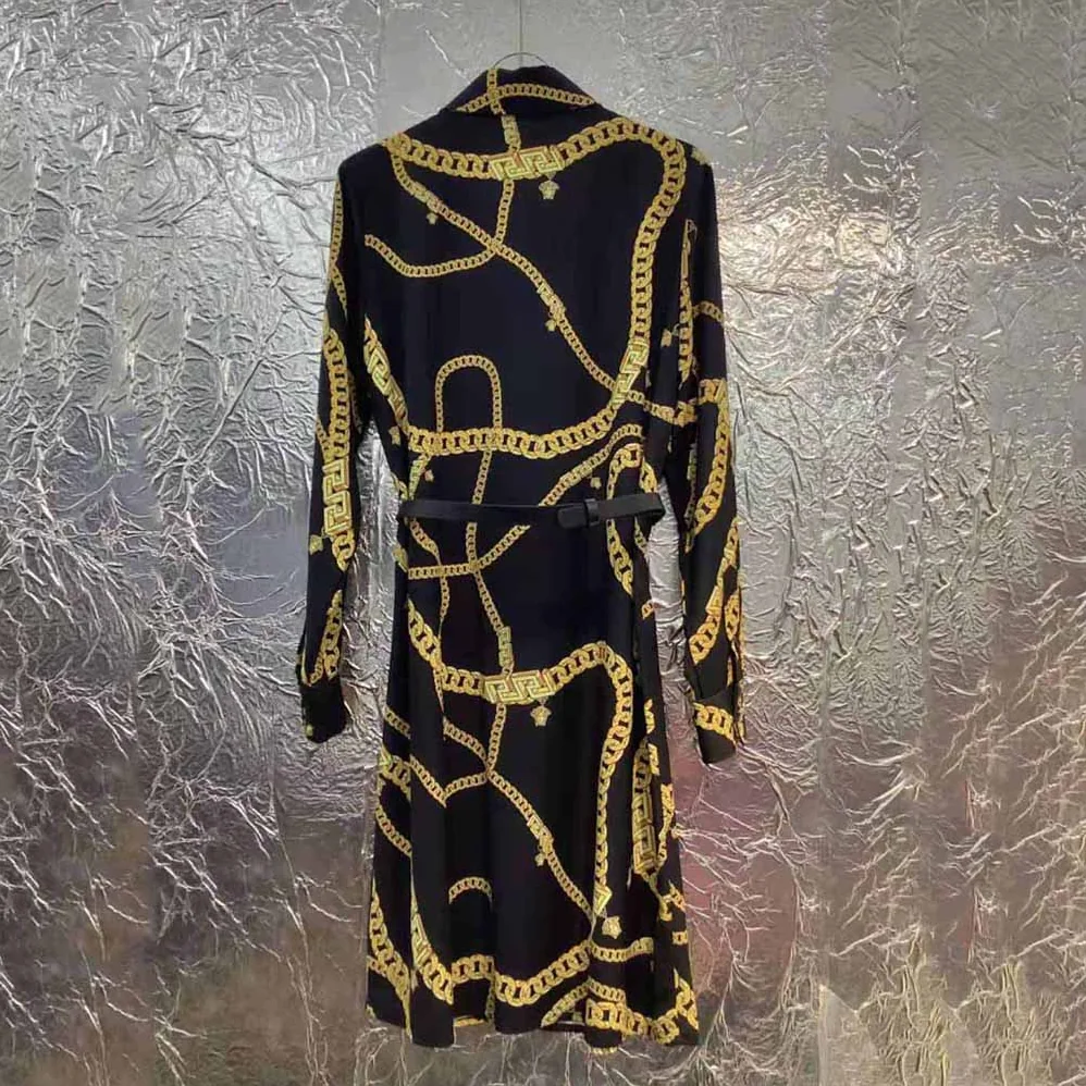 Versace Greca Chain Midi Dress for Women in Black Versace Greca Chain Midi Dress for Women in Black