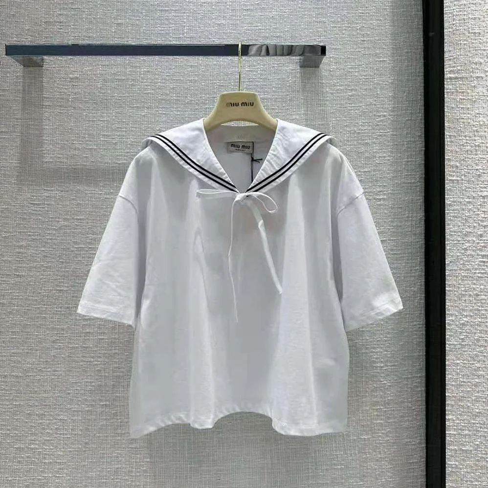 Miu Miu Embroidered Cotton T for Women in shirt with Embroidered Logo Miu Miu Embroidered Cotton T for Women in shirt with Embroidered Logo