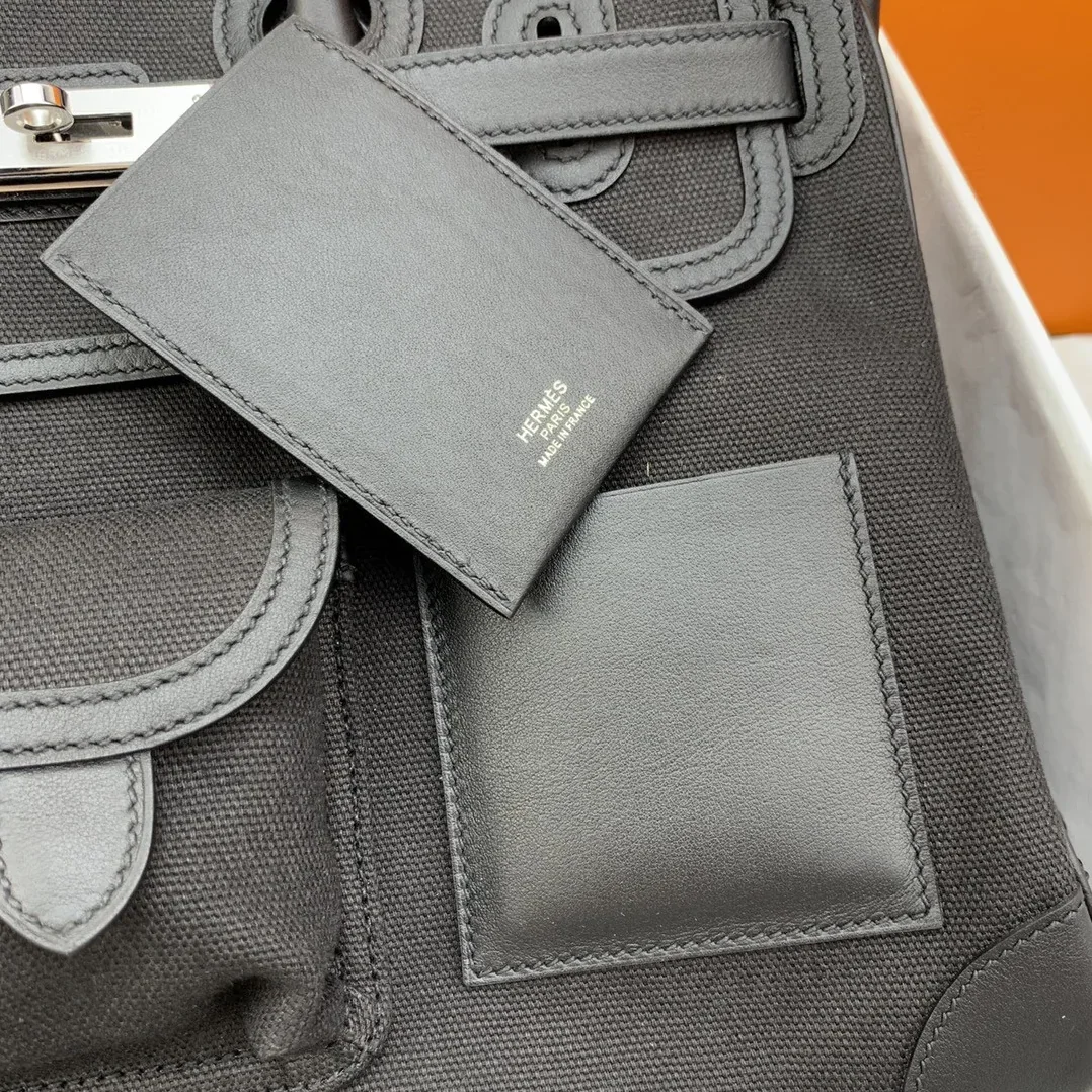 Hermes Birkin Cargo 35 Top Handle Bag in Black Silver Hardware Hermes Birkin Cargo 35 Top Handle Bag in Black Silver Hardware