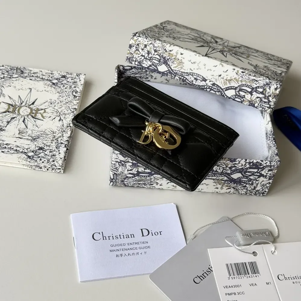 Dior Lady Dior Freesia Card Holder Black Cannage Lambskin for Women Dior Lady Dior Freesia Card Holder Black Cannage Lambskin for Women