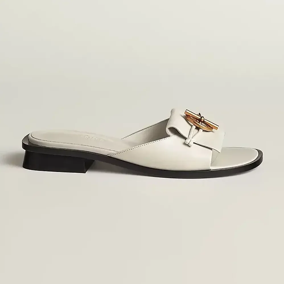 Hermes Isle Sandal in Calfskin Leather-White H241145Z for Women Hermes Isle Sandal in Calfskin Leather-White H241145Z for Women