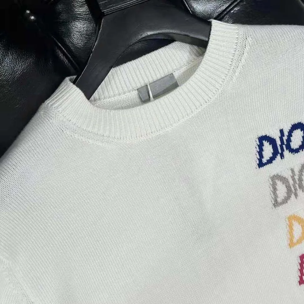 Dior Sweater Beige Wool and Cashmere Intarsia for Men Dior Sweater Beige Wool and Cashmere Intarsia for Men