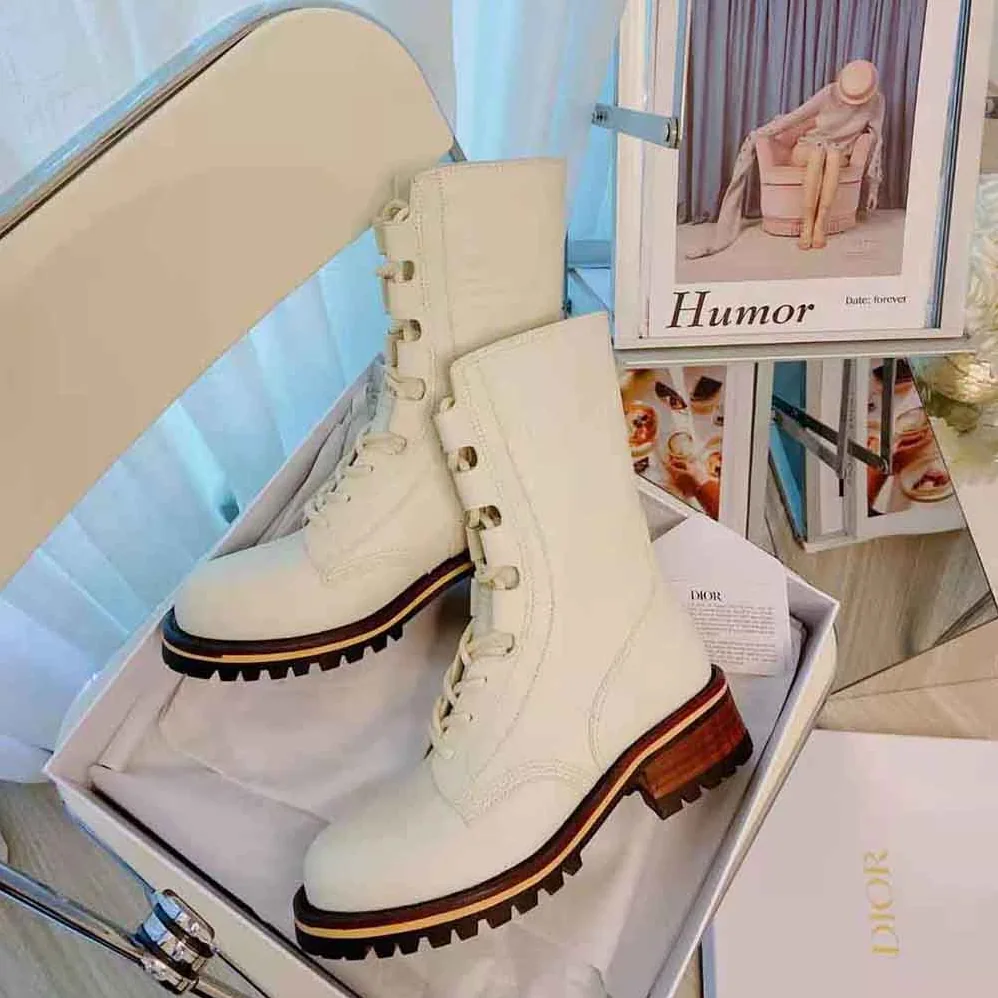 Dior Quest Boot White Embossed Calfskin for Women