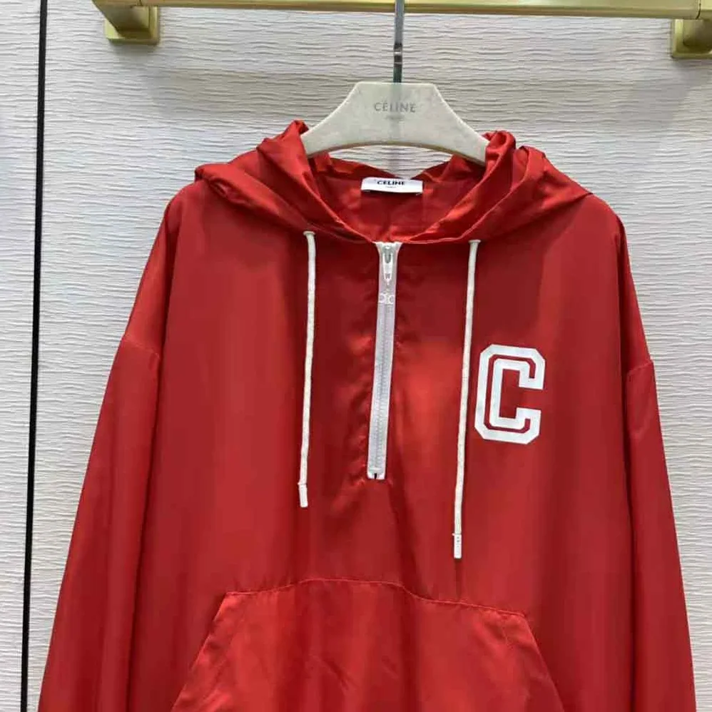 Celine Windbreaker in Lightweight Nylon for Women in Red