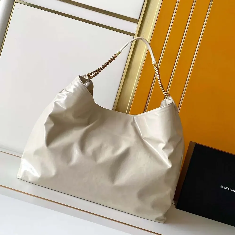 Saint Laurent YSL Hortense Hobo In Shiny Leather White for Women Saint Laurent YSL Hortense Hobo In Shiny Leather White for Women