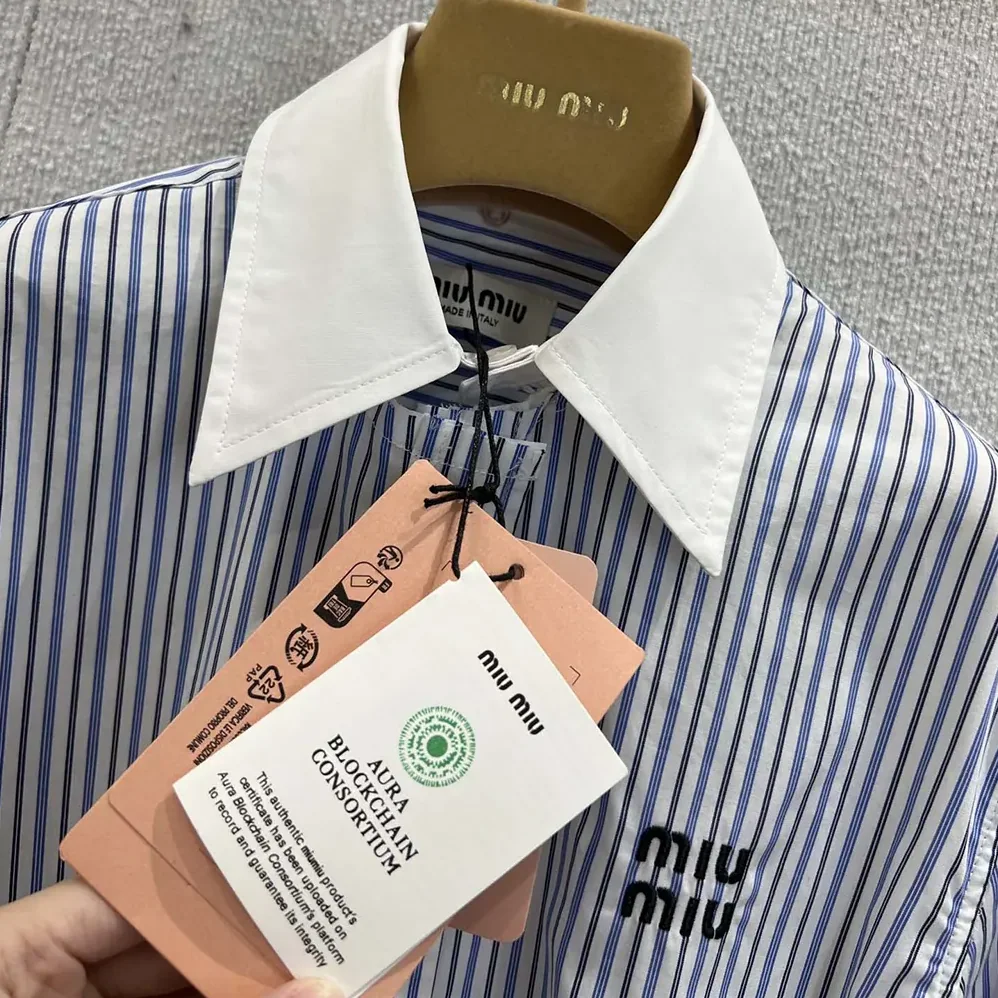 Miu Miu Striped Poplin Shirt for Women