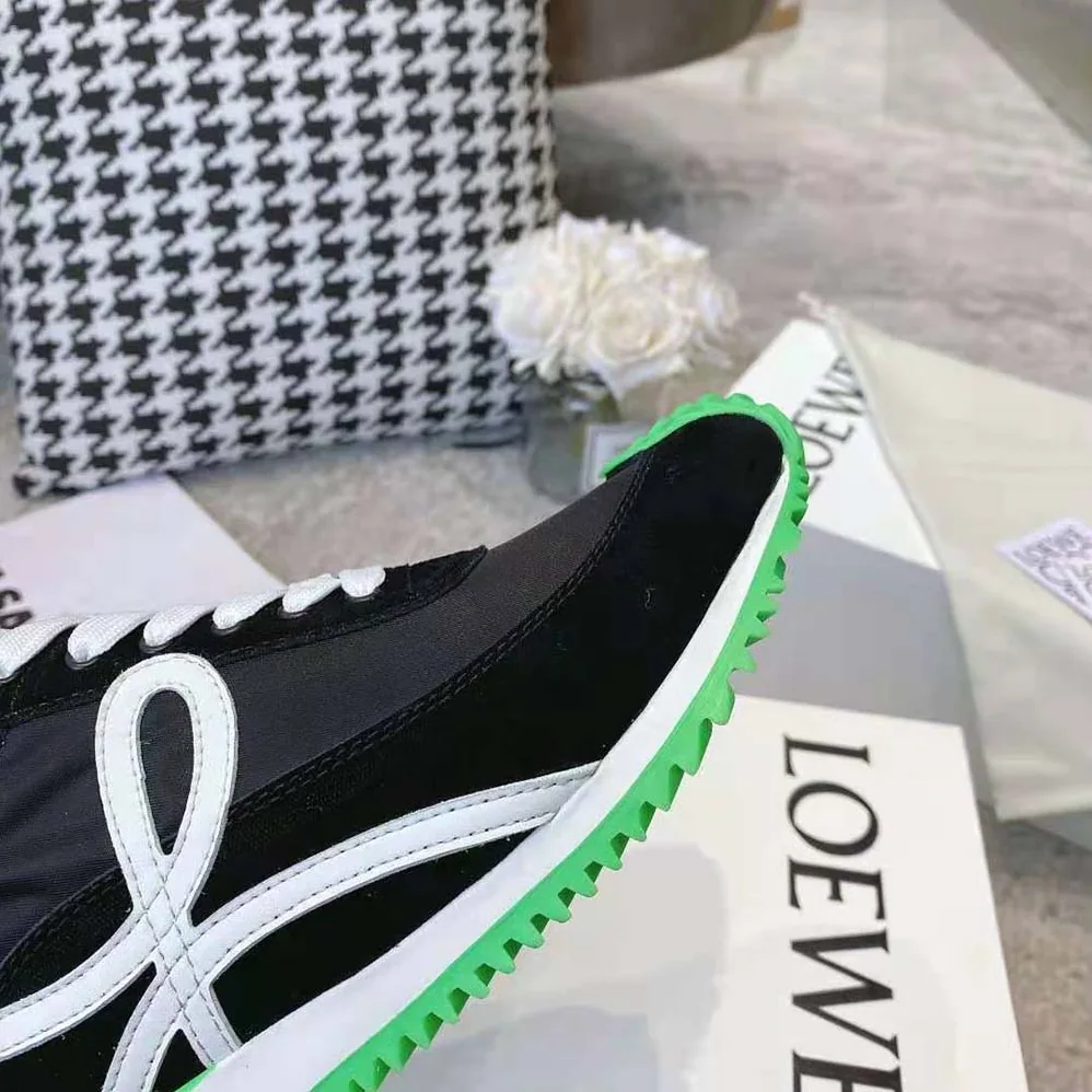 Loewe Flow Runner in Nylon and Suede for Women in Black Loewe Flow Runner in Nylon and Suede for Women in Black