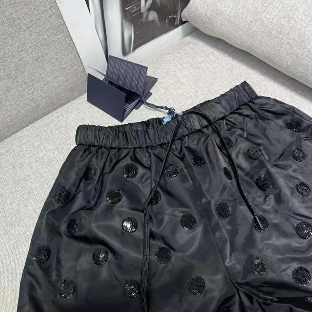 Prada Re-Nylon Sequin Shorts for Women in Black